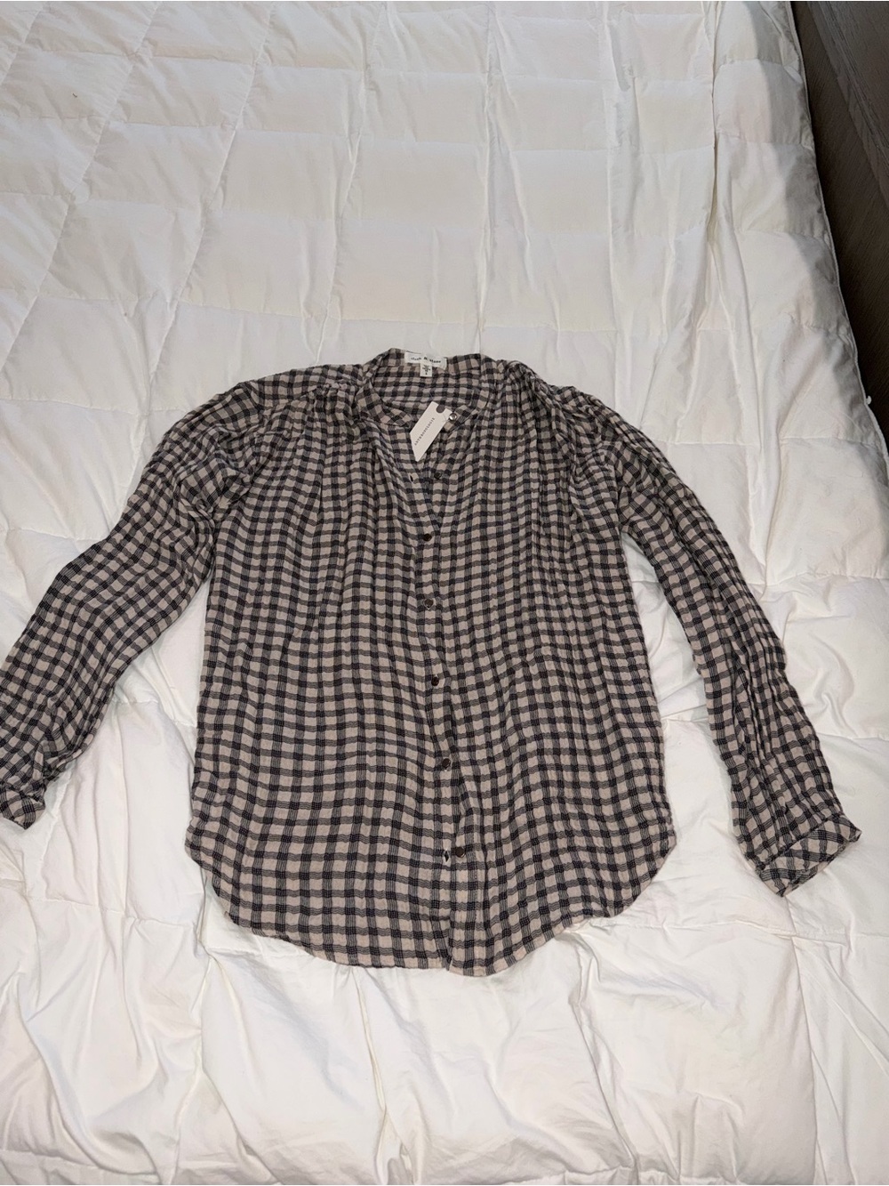 Anthropology checkered Button-Up Shirt in Black and beige